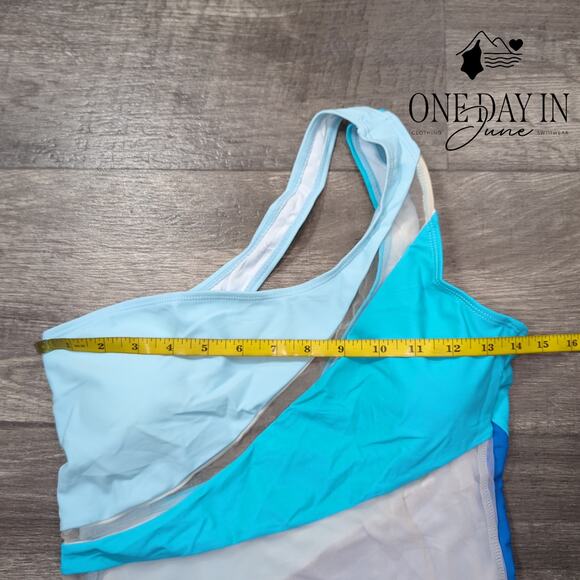 CharmLeaks One Shoulder Mesh Cutout One Piece Swimsuit Size S - Picture 2 of 4